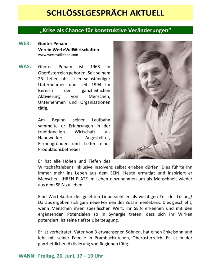 Schlösslgespräch 26.Juni